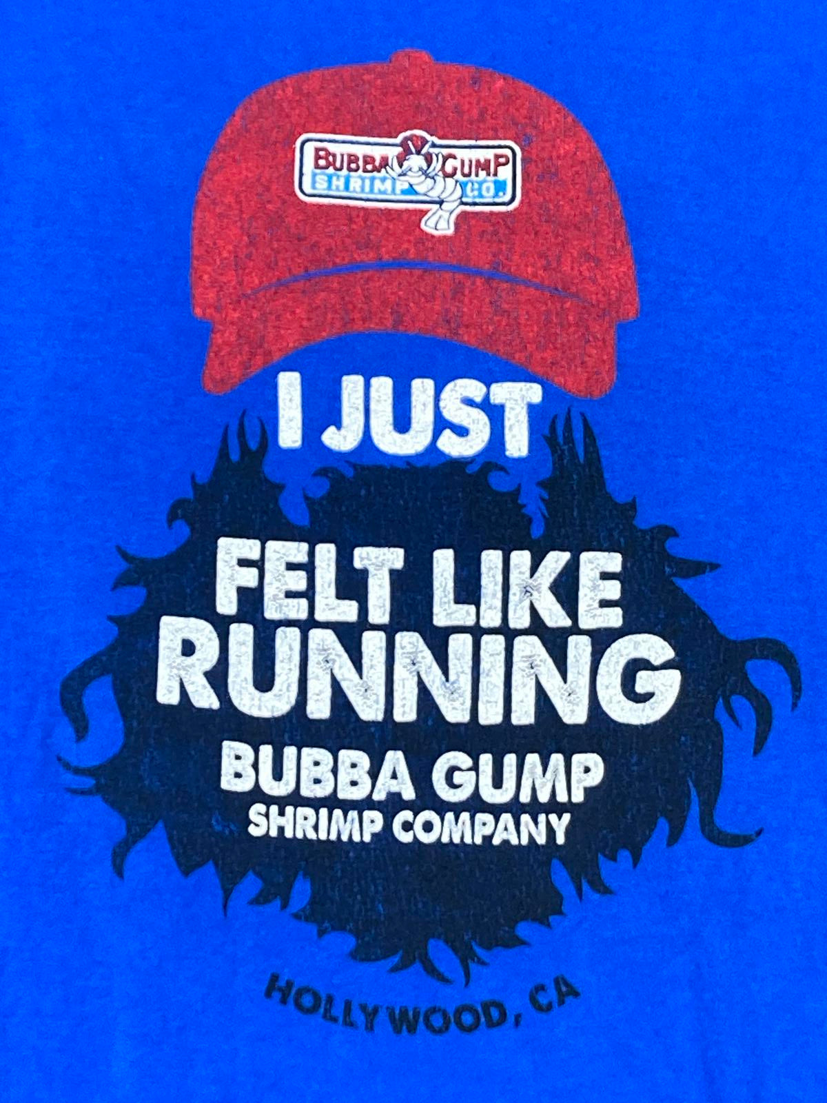 Bubba Gump Shrimp Co I Just Felt Like Running T-Shirt Mens XL Blue Hollywood CA