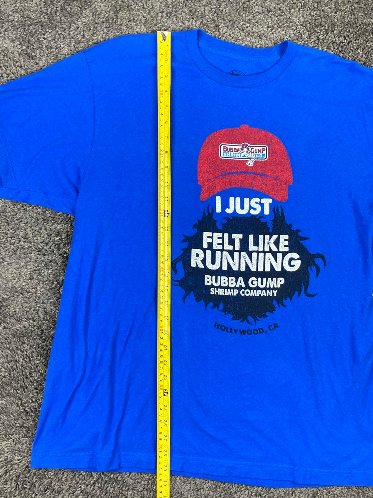 Bubba Gump Shrimp Co I Just Felt Like Running T-Shirt Mens XL Blue Hollywood CA