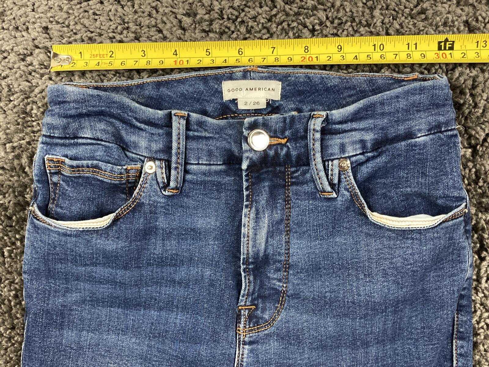 Good American Good Legs Chew Hem Skinny Jeans Womens Medium Wash  Size 2/26