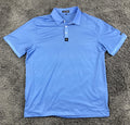 Byrdgang Golf Polo Shirt Mens Large Blue Performance Tech Stretch Flamingo Logo