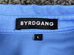 Byrdgang Golf Polo Shirt Mens Large Blue Performance Tech Stretch Flamingo Logo