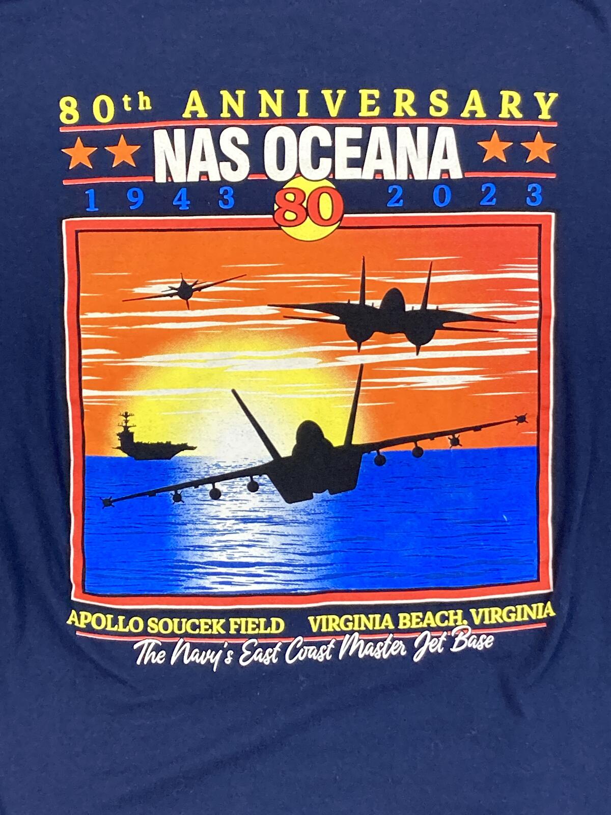 Apollo Soucesk Field T-Shirt Mens Navy Blue 30th Anniversary Nas Oceana Sz XL