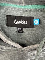 Cookies SF Prima Velour Hoodie Mens Gray Mineral Wash Streetwear Pullover Sz 2XL