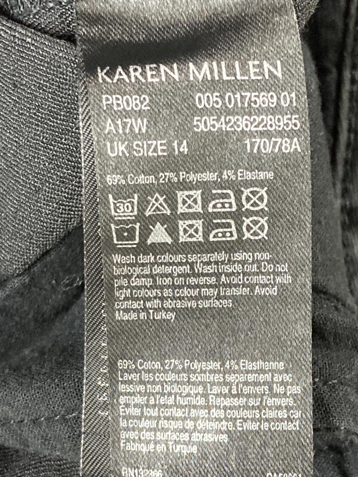 Karen Millen Black Coated Skinny Jeans 32x29 Leather Look Stretch Size 10