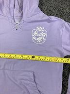 Hurley Girls Hoodie Purple Lavender Lace Up V-Neck Tropical Wave Logo Size S 7/8
