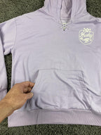 Hurley Girls Hoodie Purple Lavender Lace Up V-Neck Tropical Wave Logo Size S 7/8