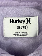 Hurley Girls Hoodie Purple Lavender Lace Up V-Neck Tropical Wave Logo Size S 7/8