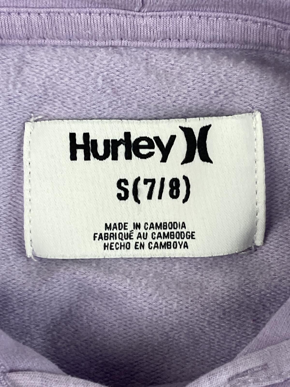 Hurley Girls Hoodie Purple Lavender Lace Up V-Neck Tropical Wave Logo Size S 7/8