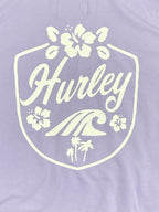 Hurley Girls Hoodie Purple Lavender Lace Up V-Neck Tropical Wave Logo Size S 7/8