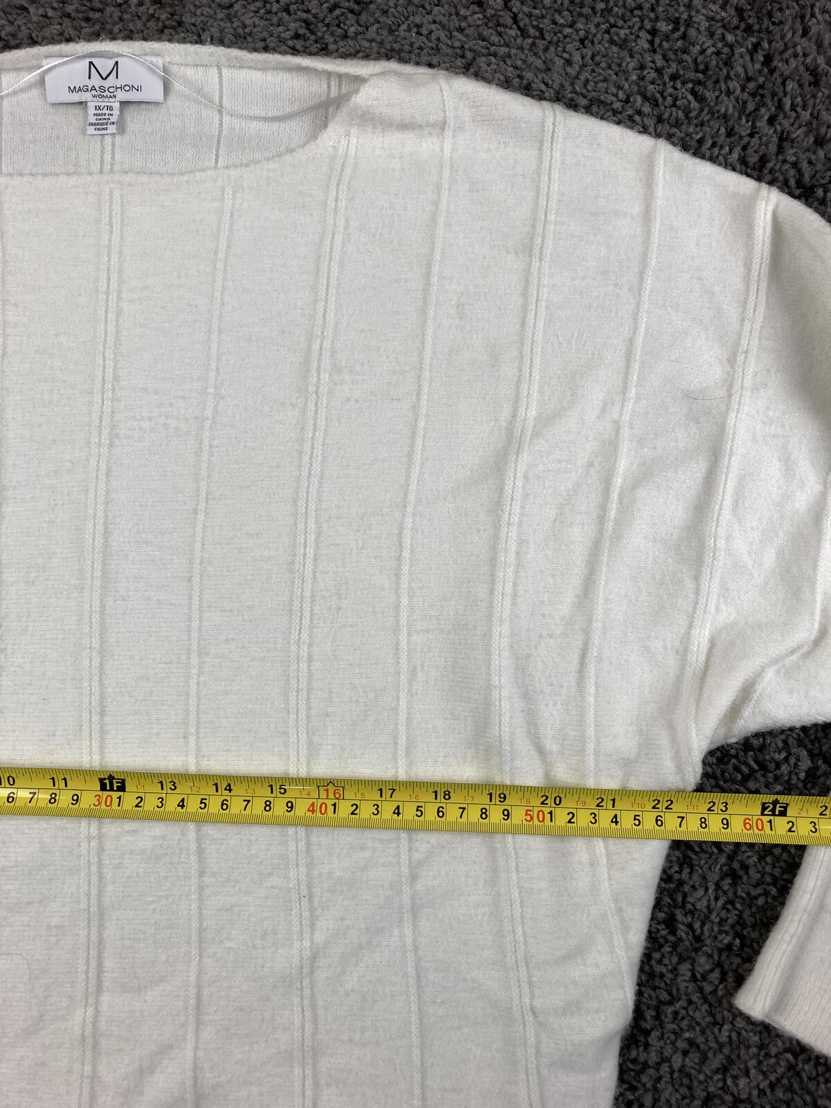 Magaschoni Women's Ivory Ribbed Dolman Sleeve Boat Neck Sweater Sz 1X