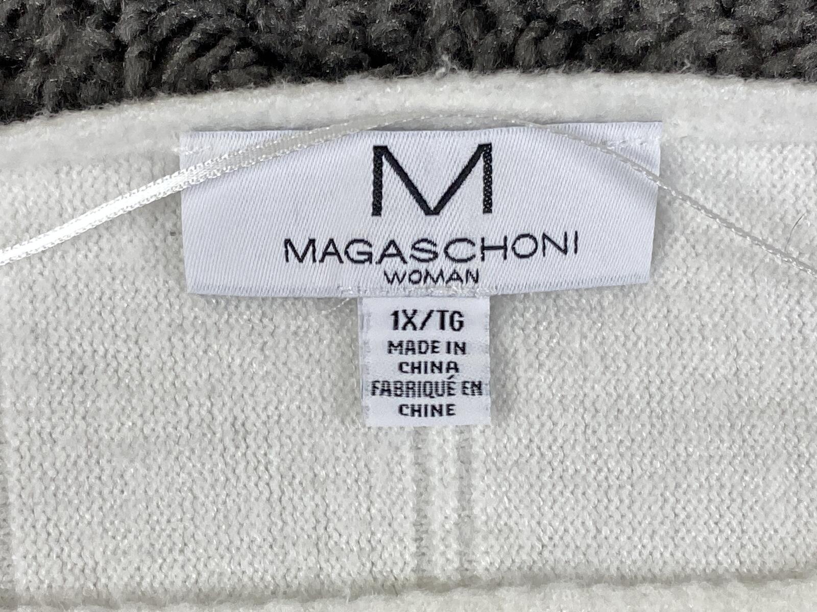 Magaschoni Women's Ivory Ribbed Dolman Sleeve Boat Neck Sweater Sz 1X