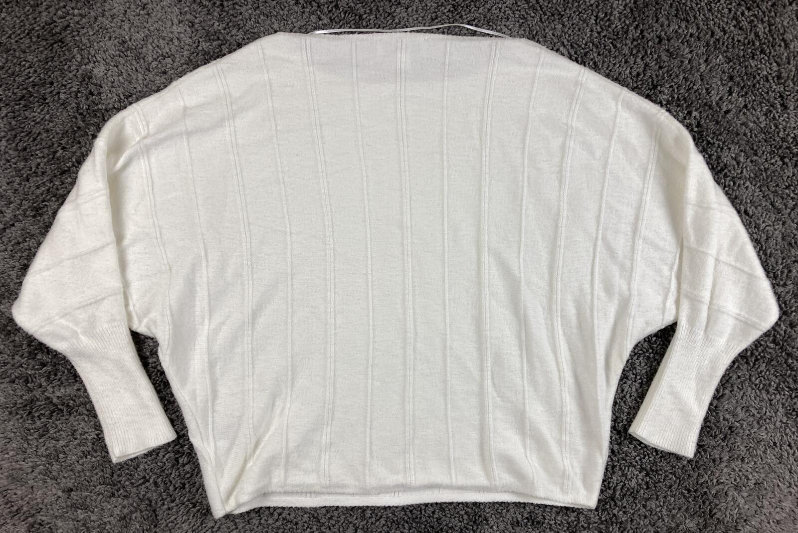 Magaschoni Women's Ivory Ribbed Dolman Sleeve Boat Neck Sweater Sz 1X