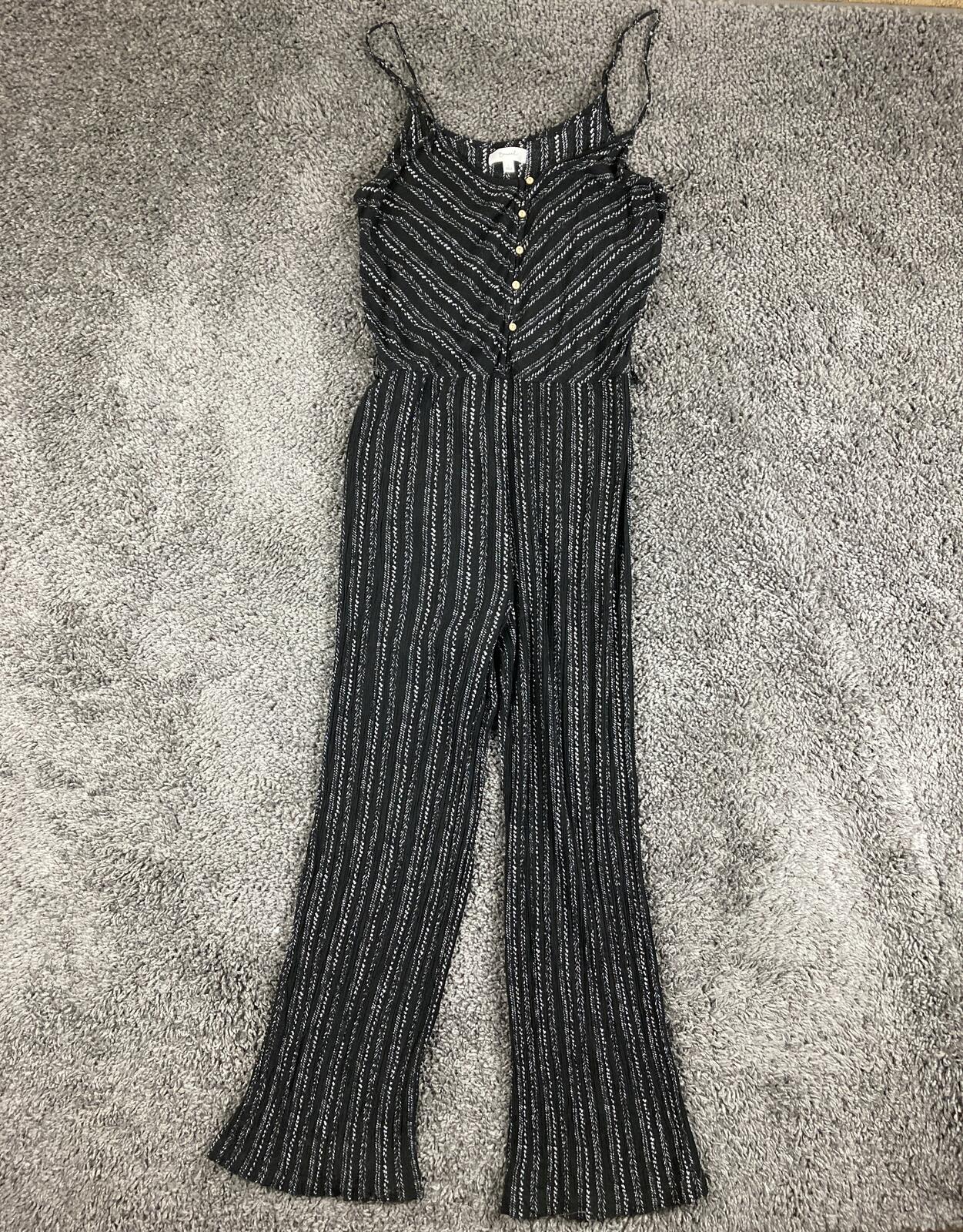 Beceel Jumpsuit Black White Stripe Wide Leg Button Front Boho Summer Sz Large