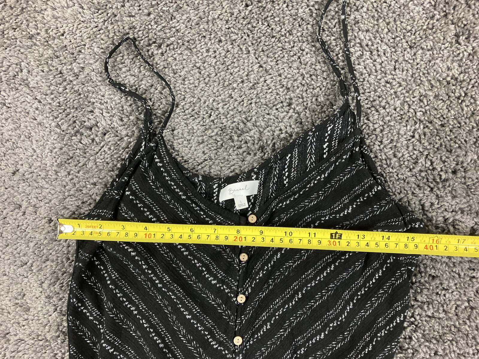 Beceel Jumpsuit Black White Stripe Wide Leg Button Front Boho Summer Sz Large