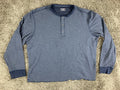 UNTUCKit Schrock Henley Shirt Men's Blue Navy Cotton Modal Waffle Long Sleeve XL
