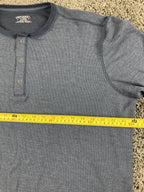 UNTUCKit Schrock Henley Shirt Men's Blue Navy Cotton Modal Waffle Long Sleeve XL