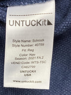 UNTUCKit Schrock Henley Shirt Men's Blue Navy Cotton Modal Waffle Long Sleeve XL