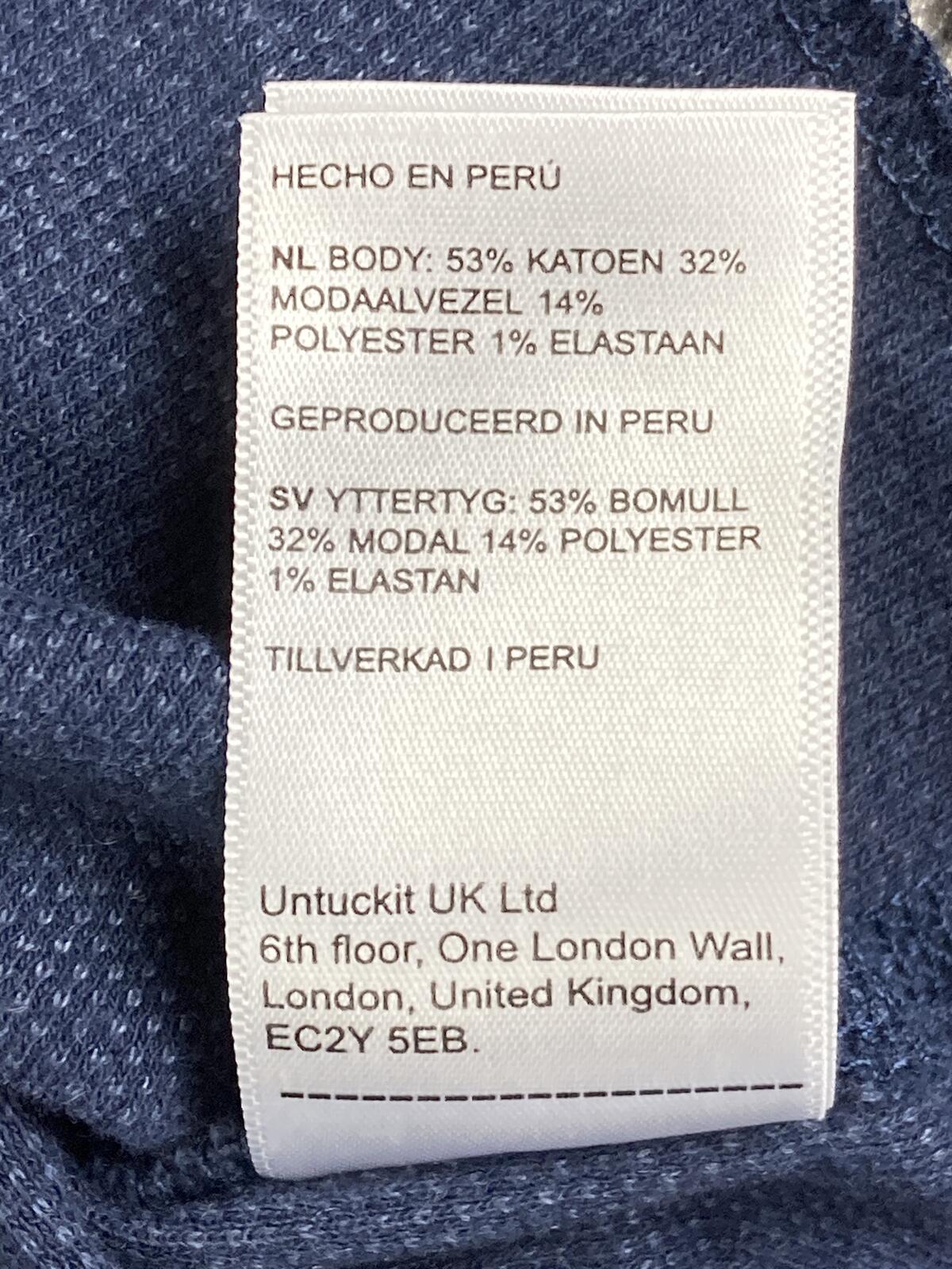 UNTUCKit Schrock Henley Shirt Men's Blue Navy Cotton Modal Waffle Long Sleeve XL