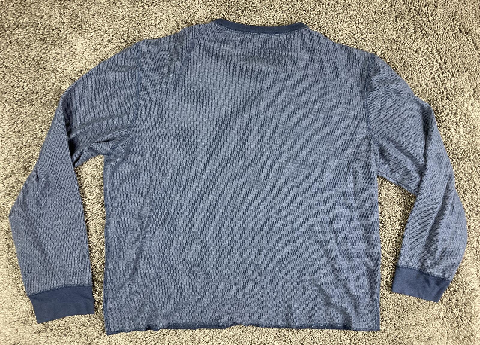 UNTUCKit Schrock Henley Shirt Men's Blue Navy Cotton Modal Waffle Long Sleeve XL