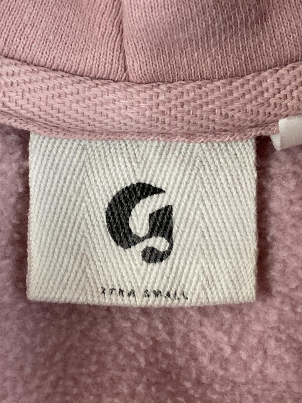 Glossier Original Pink Hoodie Extra Small Pullover Logo Smiley Wave Sz XS