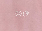 Glossier Original Pink Hoodie Extra Small Pullover Logo Smiley Wave Sz XS