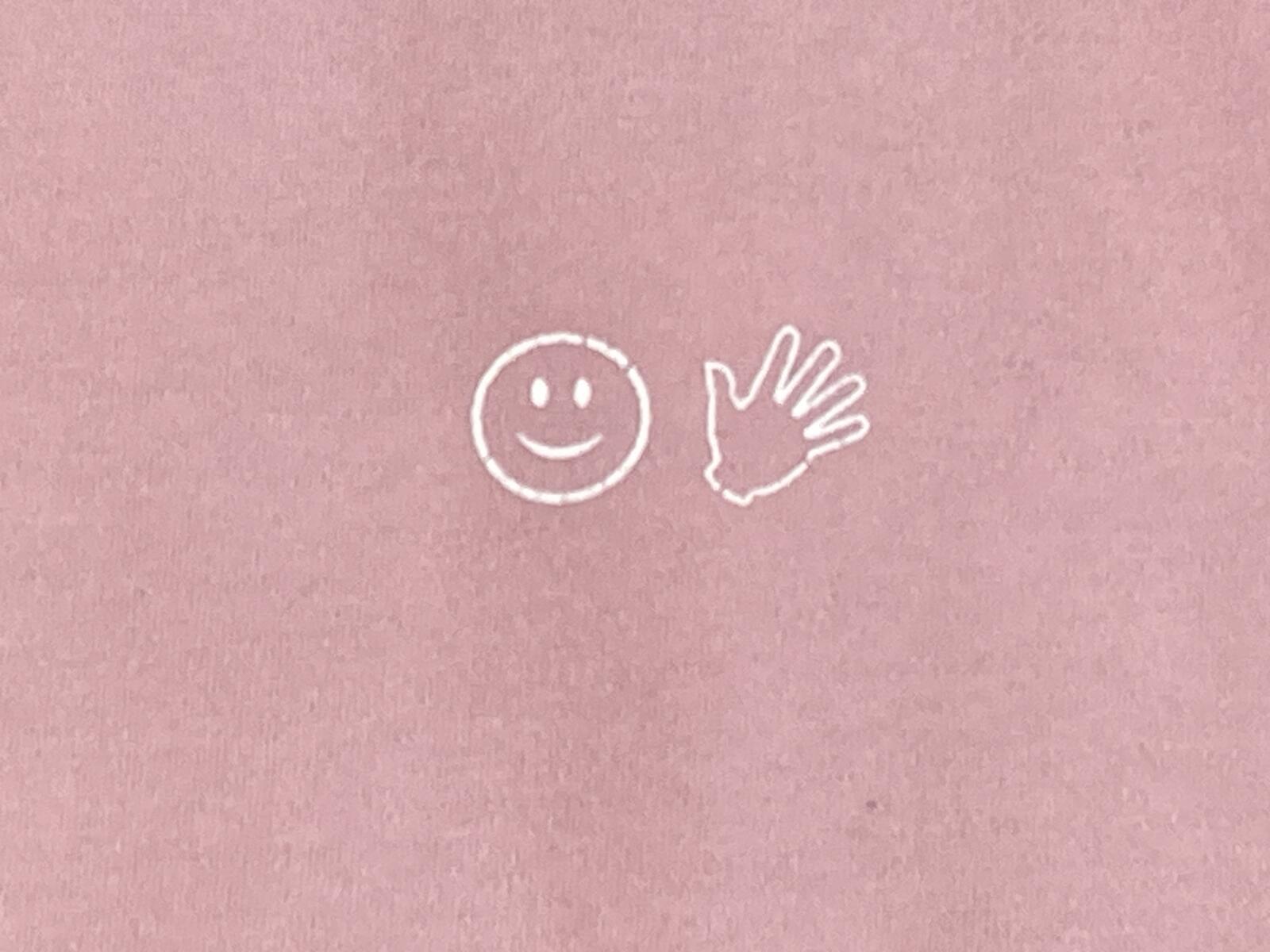 Glossier Original Pink Hoodie Extra Small Pullover Logo Smiley Wave Sz XS