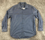 Karl Lagerfeld Paris Mens Shirt Blue White Polka Dot Button Down Cotton Sz Large