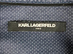 Karl Lagerfeld Paris Mens Shirt Blue White Polka Dot Button Down Cotton Sz Large