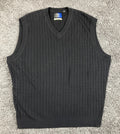 Callaway Golf Sweater Vest Cable Knit Men's Black Vintage Merino Wool Sz XL