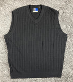 Callaway Golf Sweater Vest Cable Knit Men's Black Vintage Merino Wool Sz XL
