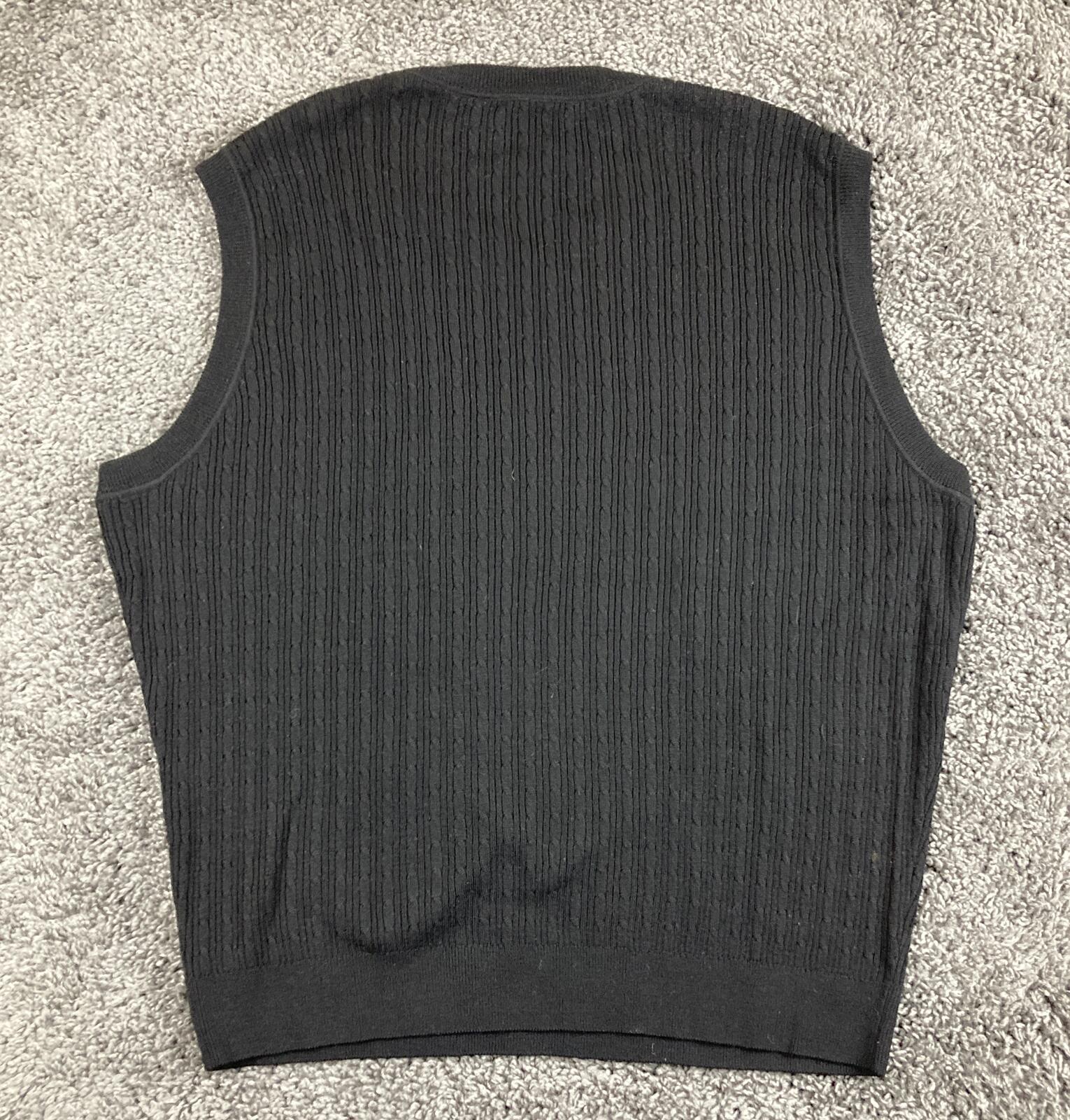 Callaway Golf Sweater Vest Cable Knit Men's Black Vintage Merino Wool Sz XL