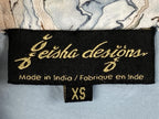 Geisha Designs Anthropologie Blue Marble Print Ruffle Blouse Button Up Top Sz S