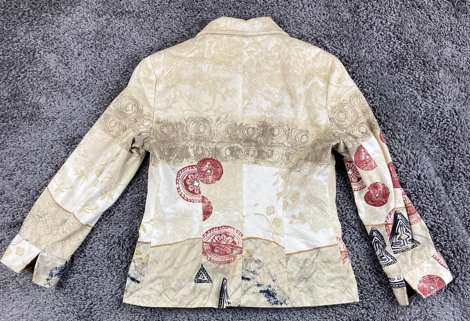 TOYPES Spain Vintage Zip Up Jacket Patchwork Art To Wear Cotton Women’s Size 6