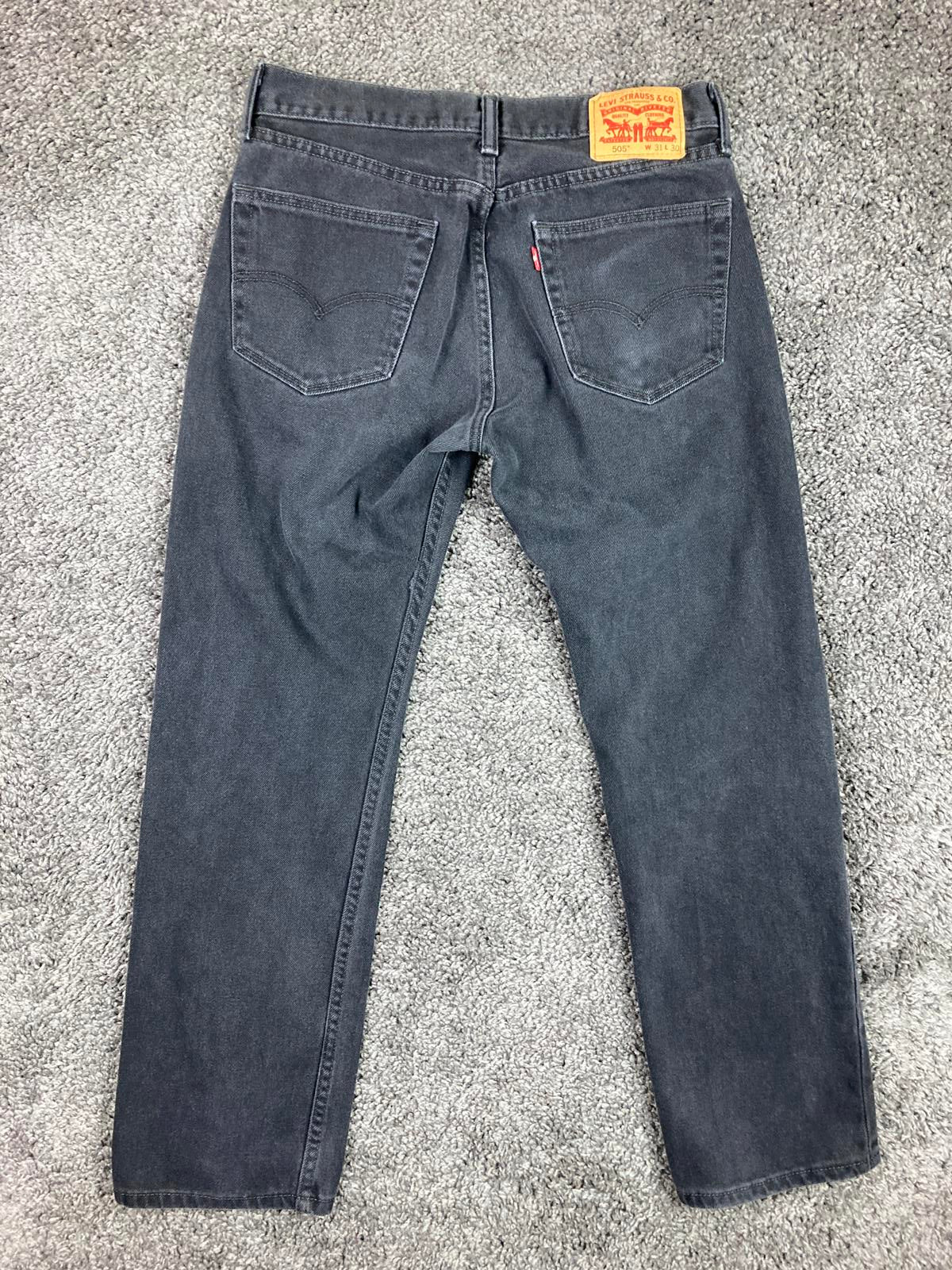 Levi's 505 Regular Fit Jeans 31x30 Black Wash Straight Leg Denim