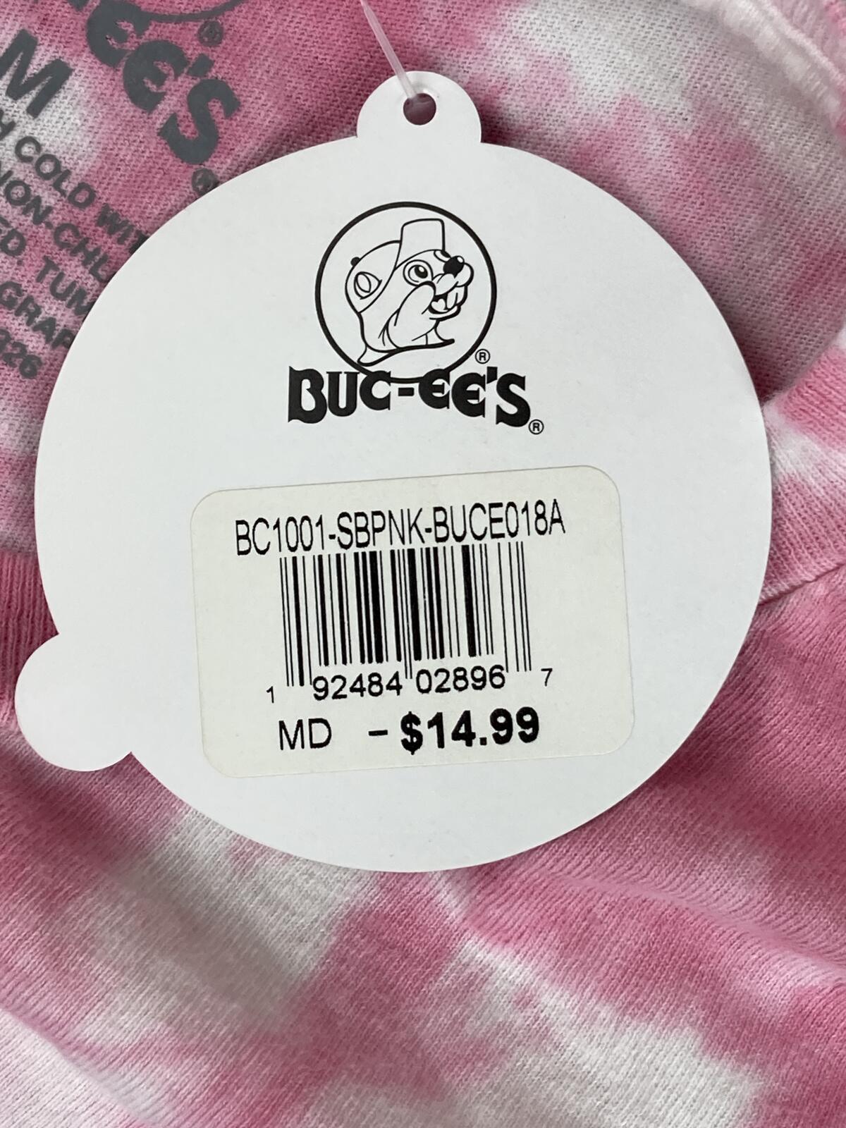 Buc-ee's Texas Vibes T-Shirt Pink White Tie Dye Graphic Tee NWT Adult Medium