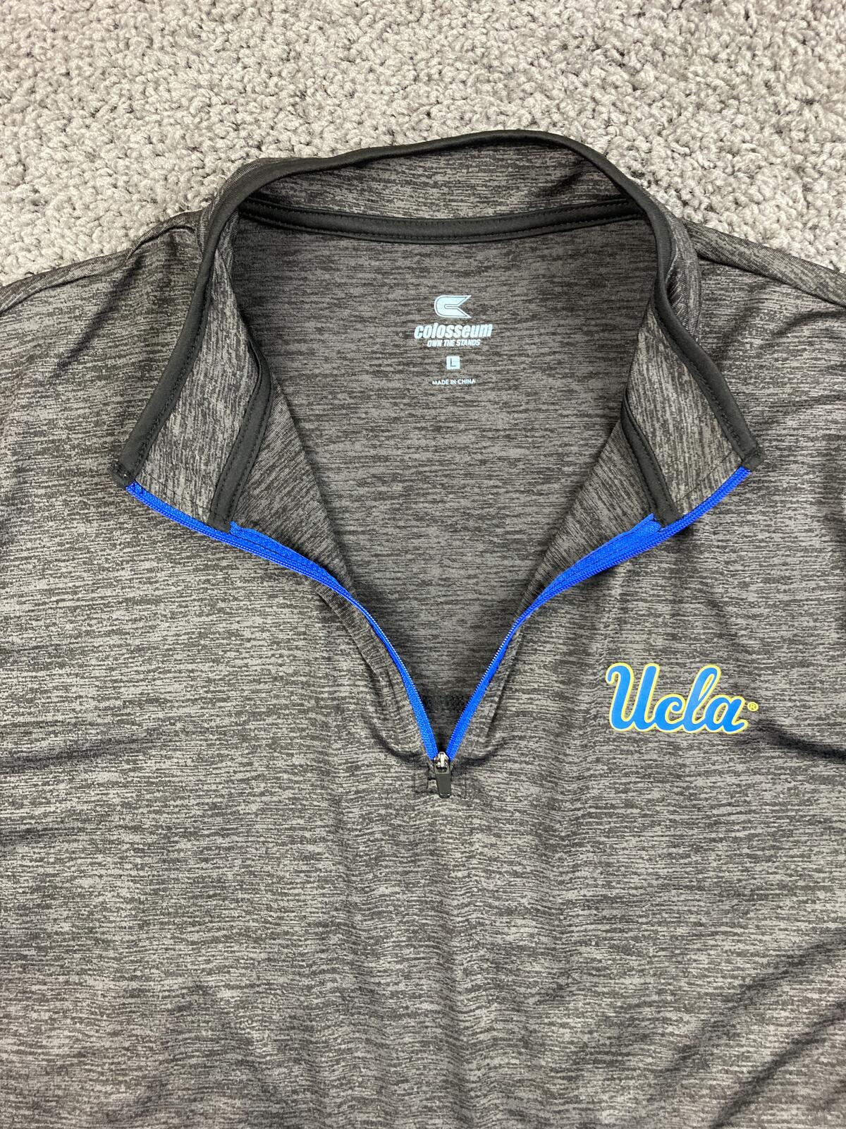 UCLA Bruins Colosseum Quarter Zip Pullover Shirt Men’s Large Gray Heather
