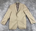Saddlebred Sport Coat Mens Brown Herringbone Windowpane 100% Lambswool Sz 38R
