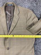 Saddlebred Sport Coat Mens Brown Herringbone Windowpane 100% Lambswool Sz 38R