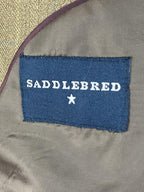 Saddlebred Sport Coat Mens Brown Herringbone Windowpane 100% Lambswool Sz 38R