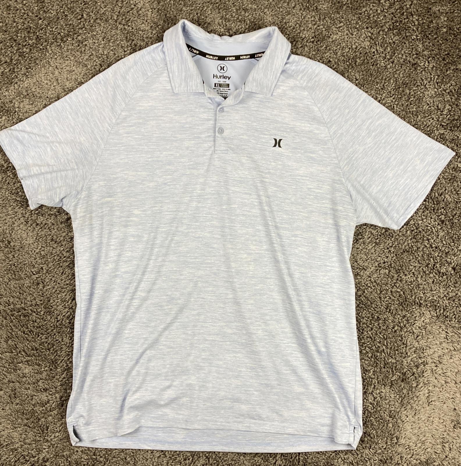 Hurley Mens XL Polo Shirt Light Blue Heather Stretch Performance