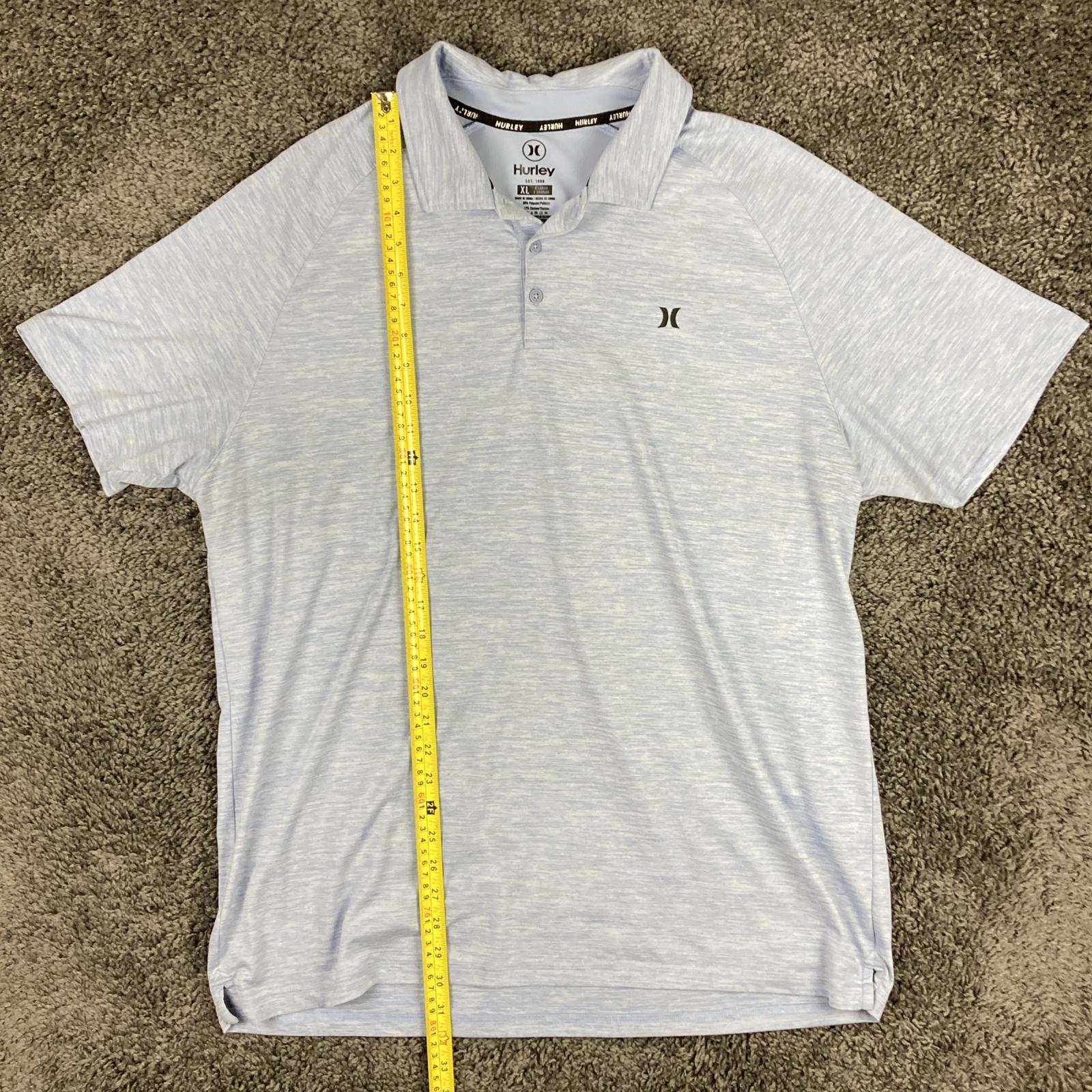 Hurley Mens XL Polo Shirt Light Blue Heather Stretch Performance