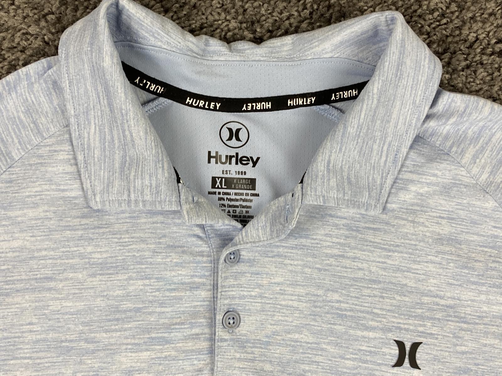 Hurley Mens XL Polo Shirt Light Blue Heather Stretch Performance