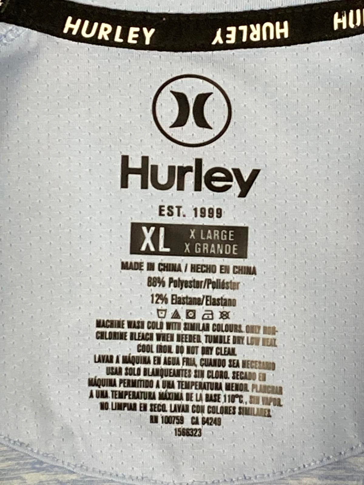 Hurley Mens XL Polo Shirt Light Blue Heather Stretch Performance