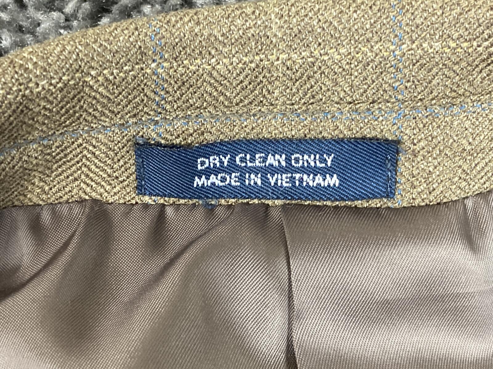 Saddlebred Sport Coat Mens Brown Herringbone Windowpane 100% Lambswool Sz 38R