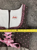 Fuchs Trachtenmoden Dirndl Dress Pink Brown Gingham Oktoberfest Bavarian Size 38