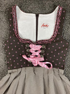 Fuchs Trachtenmoden Dirndl Dress Pink Brown Gingham Oktoberfest Bavarian Size 38