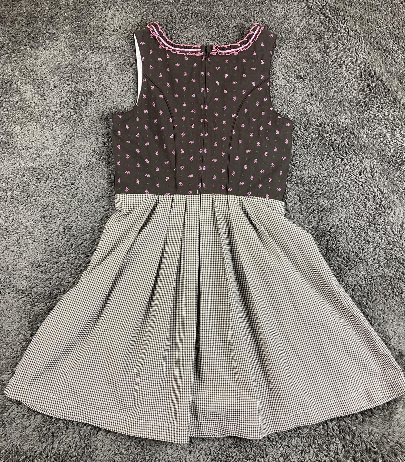 Fuchs Trachtenmoden Dirndl Dress Pink Brown Gingham Oktoberfest Bavarian Size 38