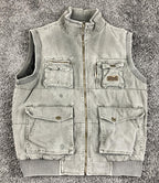 Vintage Jeep Utility Vest Cargo Pocket Men's Gray Full Zip Multi Pocket Size L