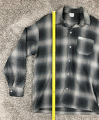 CalTop Plaid Flannel Button Up Shirt Jacket Gray Black Mens Medium