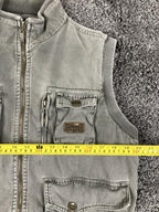 Vintage Jeep Utility Vest Cargo Pocket Men's Gray Full Zip Multi Pocket Size L
